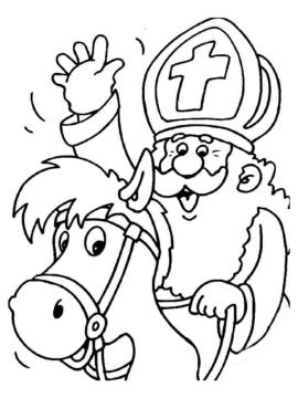 kleurplaat sinterklaas op zijn paard