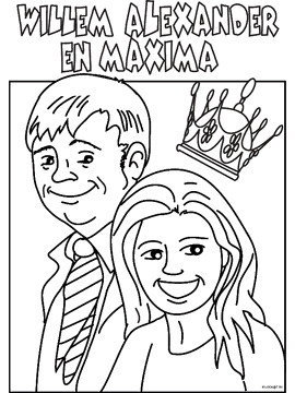 kleurplaat willem alexander en maxima
