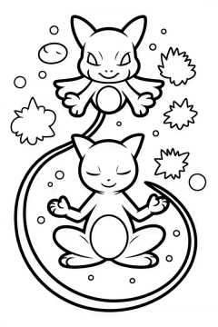 mew & mewtwo kleurplaat om gratis te printen