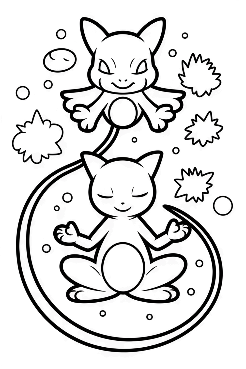 mew & mewtwo kleurplaat om gratis te printen