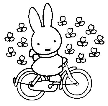 kleurplaat nijntje op de fiets