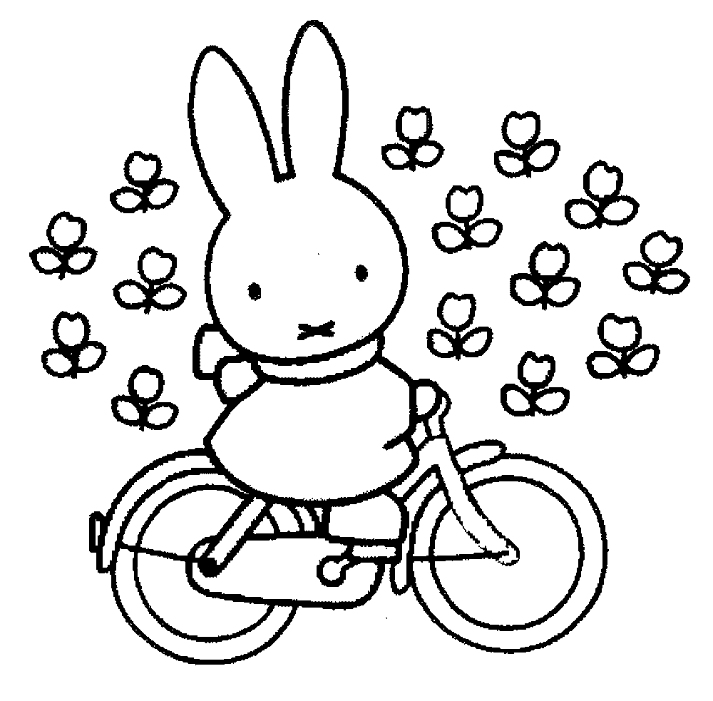 kleurplaat nijntje op de fiets