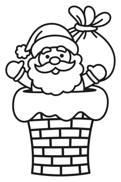 kerstman op dak kleurplaat om gratis te printen