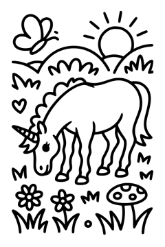 grazende unicorn kleurplaat om gratis te printen