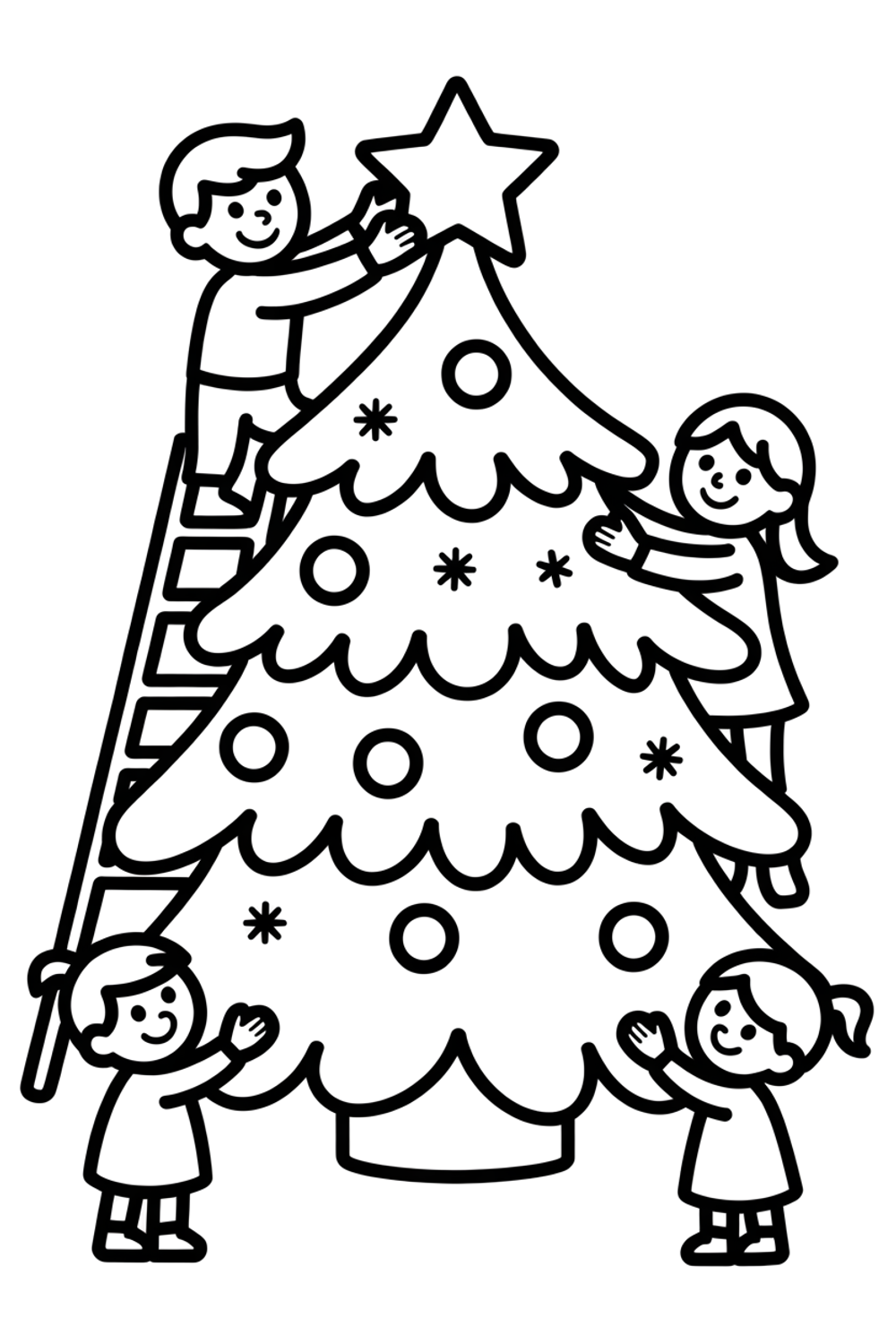 kerstboom versieren kleurplaat om gratis te printen