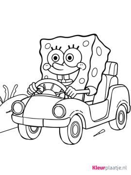 kleurplaat spongebob auto