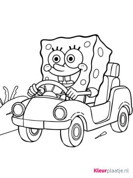 kleurplaat spongebob auto