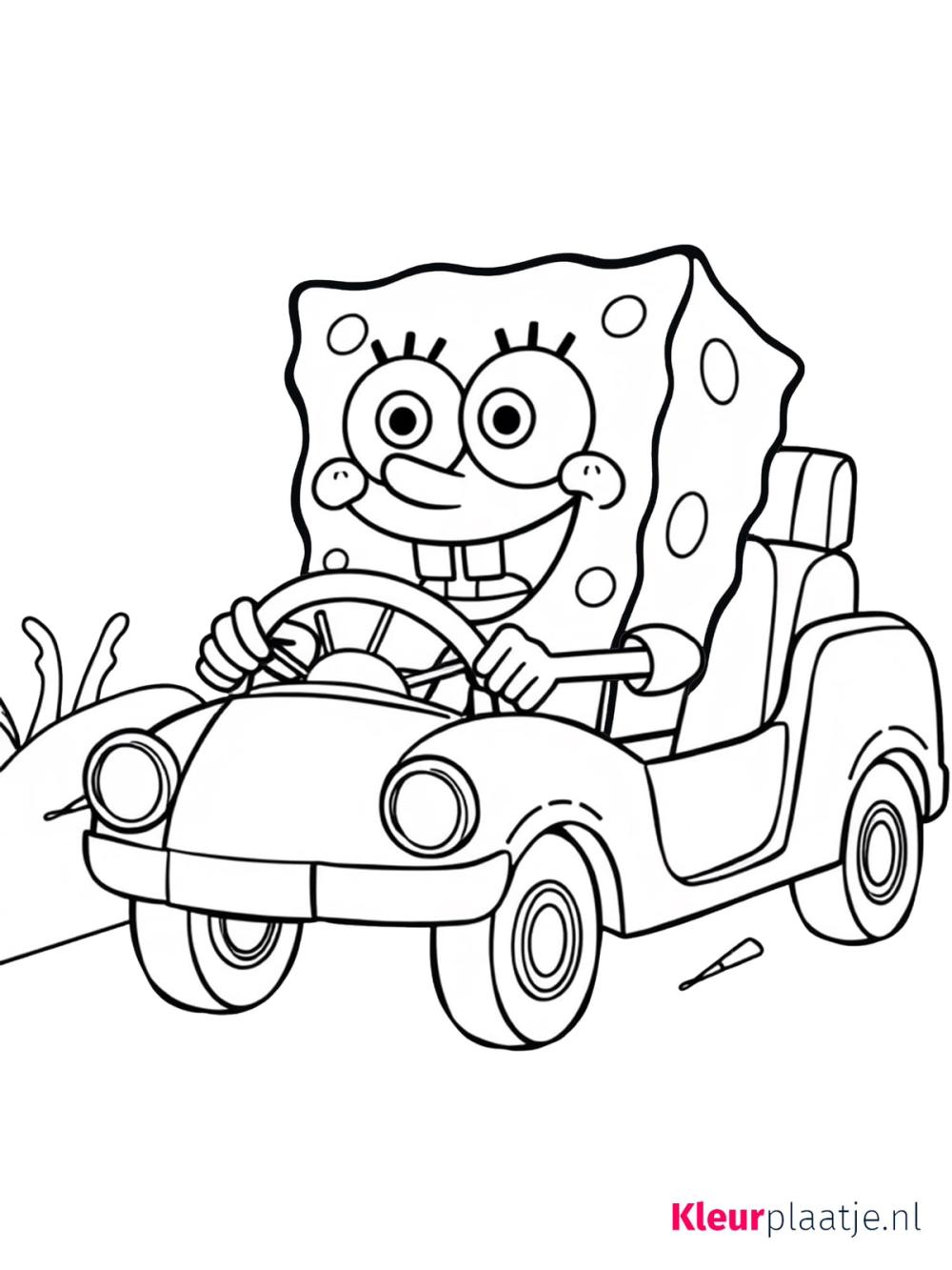 kleurplaat spongebob auto