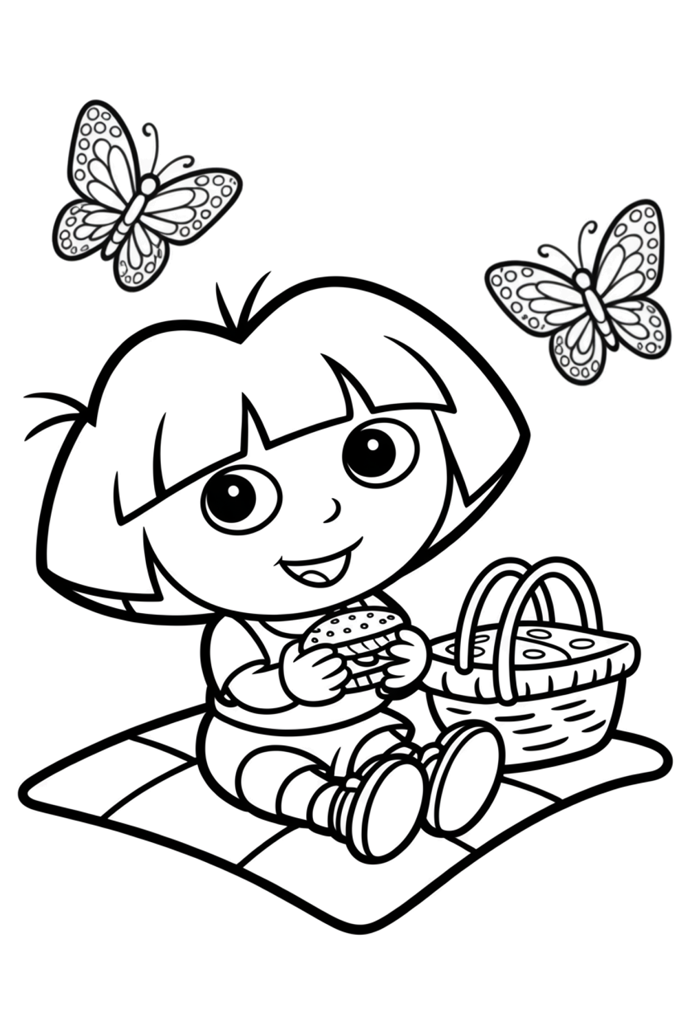 dora's picknick kleurplaat om gratis te printen