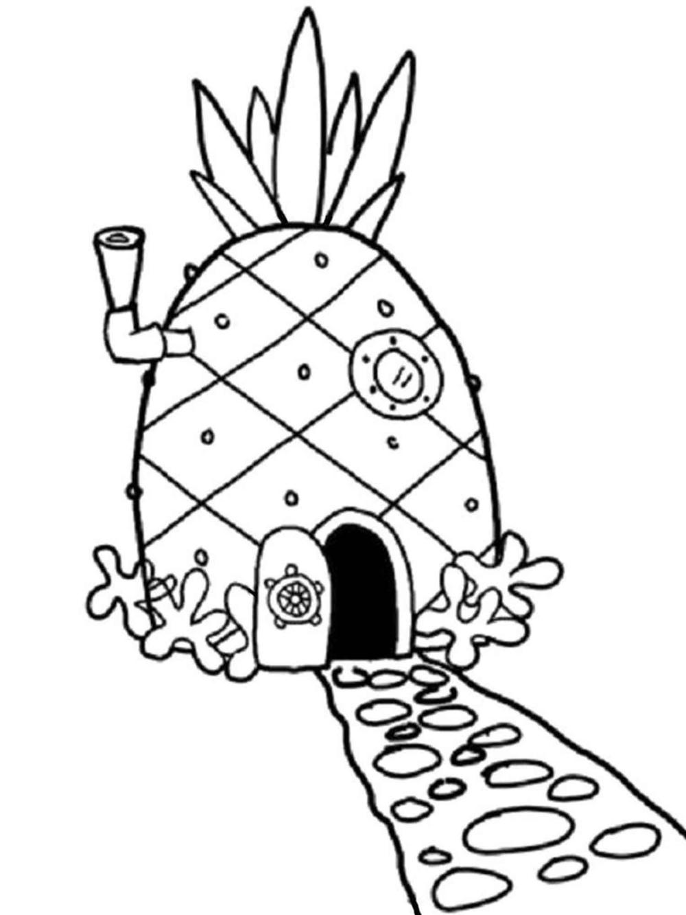 kleurplaat ananas huis spongebob