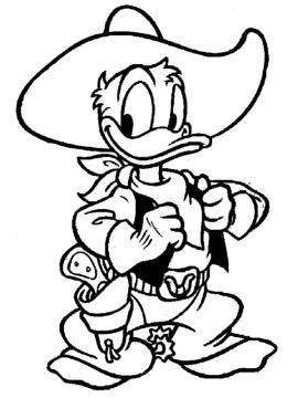 kleurplaat donald duck cowboy