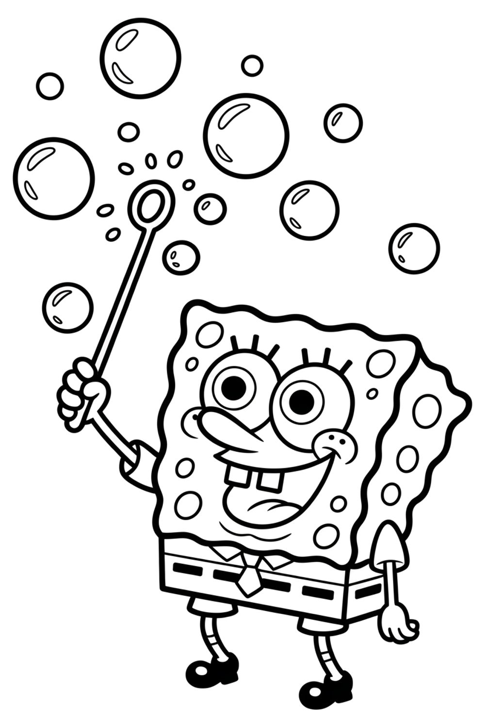 spongebob zeepbellen kleurplaat om gratis te printen