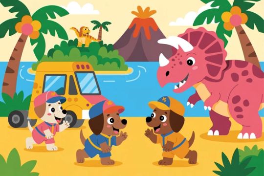 PAW Patrol De Dinofilm: kleuren met pups en dino's — illustratie
