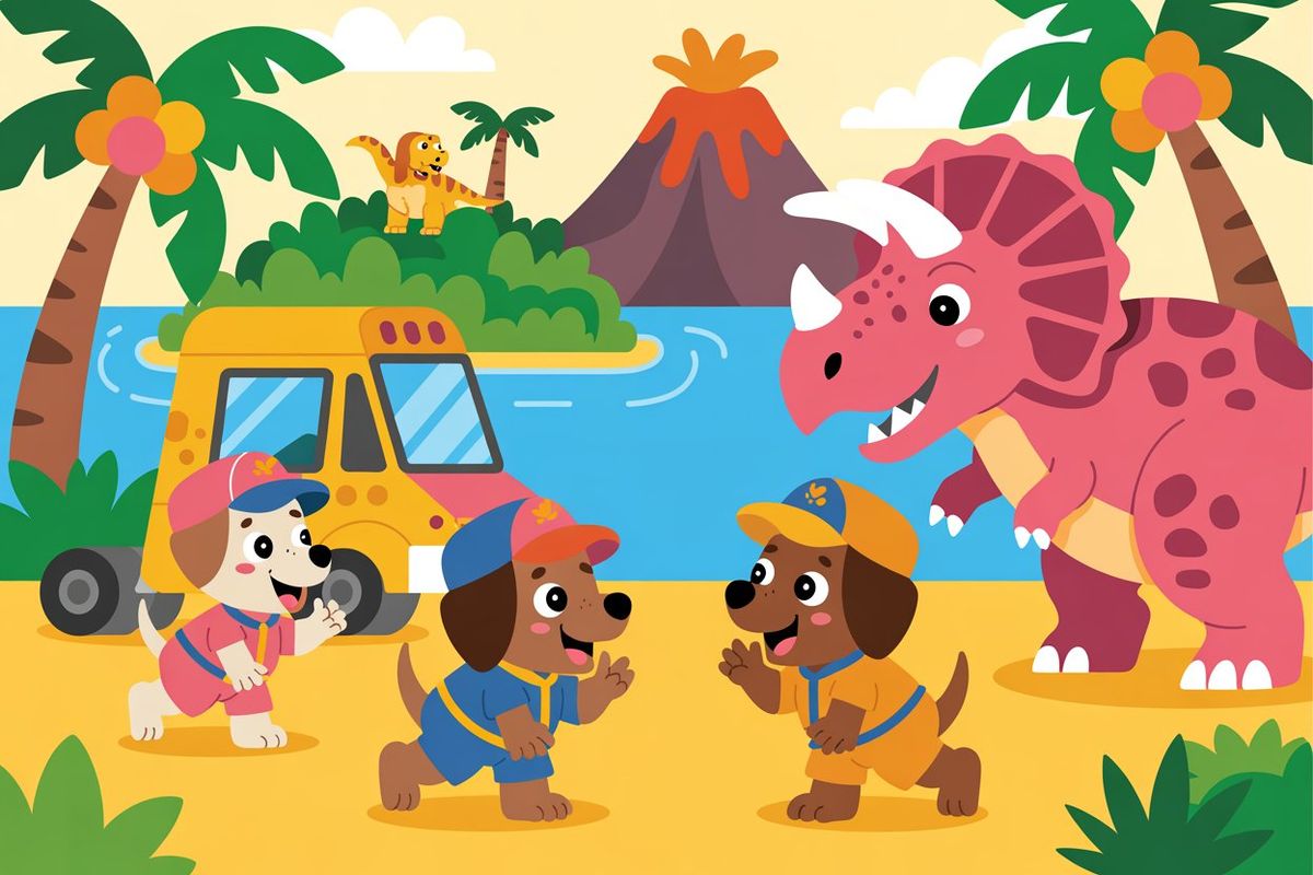 PAW Patrol De Dinofilm: kleuren met pups en dino's — illustratie