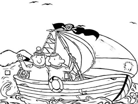 kleurplaat buurman en buurman in boot