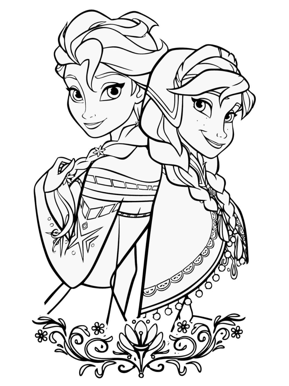 kleurplaat elsa en anna frozen