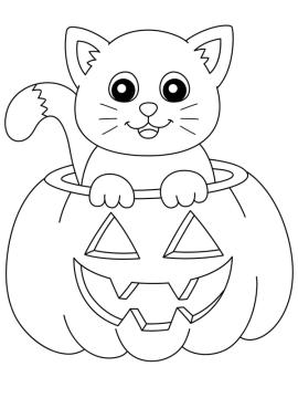 kleurplaat halloween poes