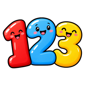 Cijfers 1, 2 en 3 met vrolijke gezichten