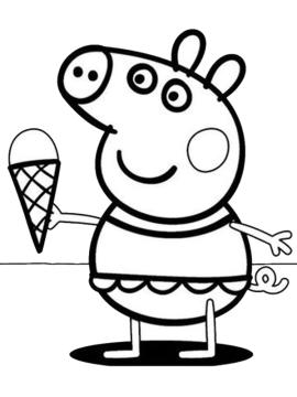 kleurplaat peppa pig eet ijsje