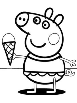 kleurplaat peppa pig eet ijsje