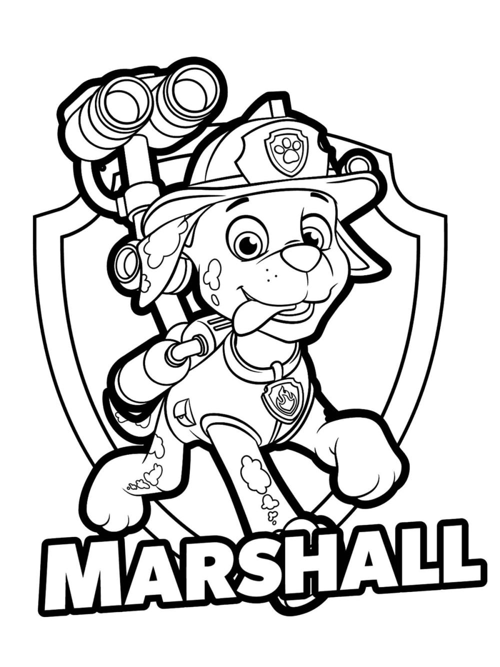 kleurplaat marshall uit paw patrol