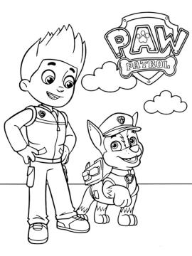 kleurplaat paw patrol ryder en chase
