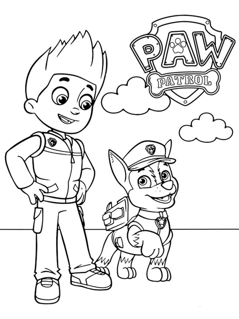 kleurplaat paw patrol ryder en chase