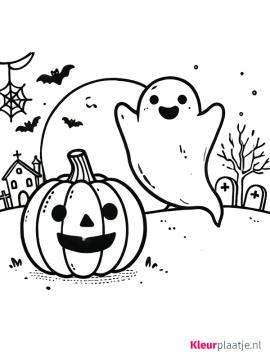 kleurplaat halloween scary