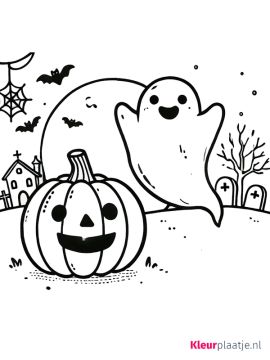 kleurplaat halloween scary