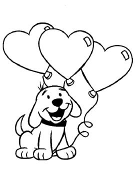 kleurplaat hondje hartjes