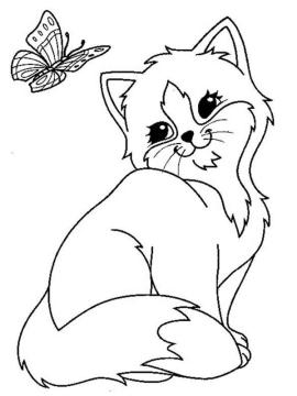 kleurplaat poes en vlinder