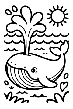 spuitende walvis kleurplaat om gratis te printen