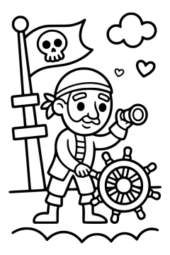 piratenkapitein kleurplaat om gratis te printen