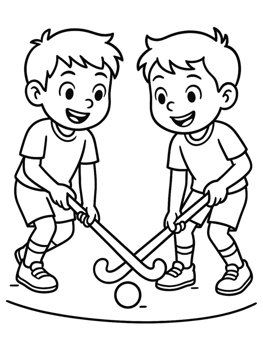 kleurplaat hockey jongens