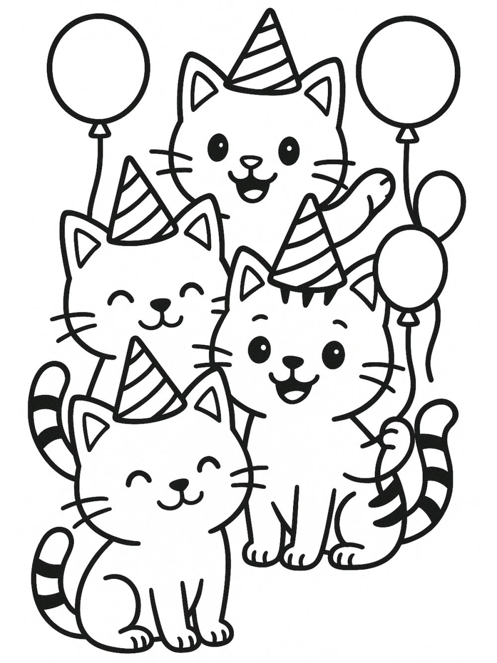 kleurplaat katten feestje