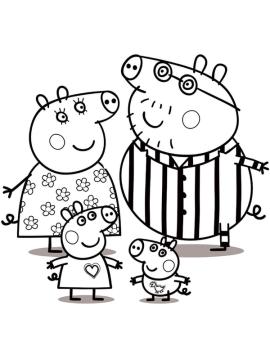 kleurplaat peppa pig familie
