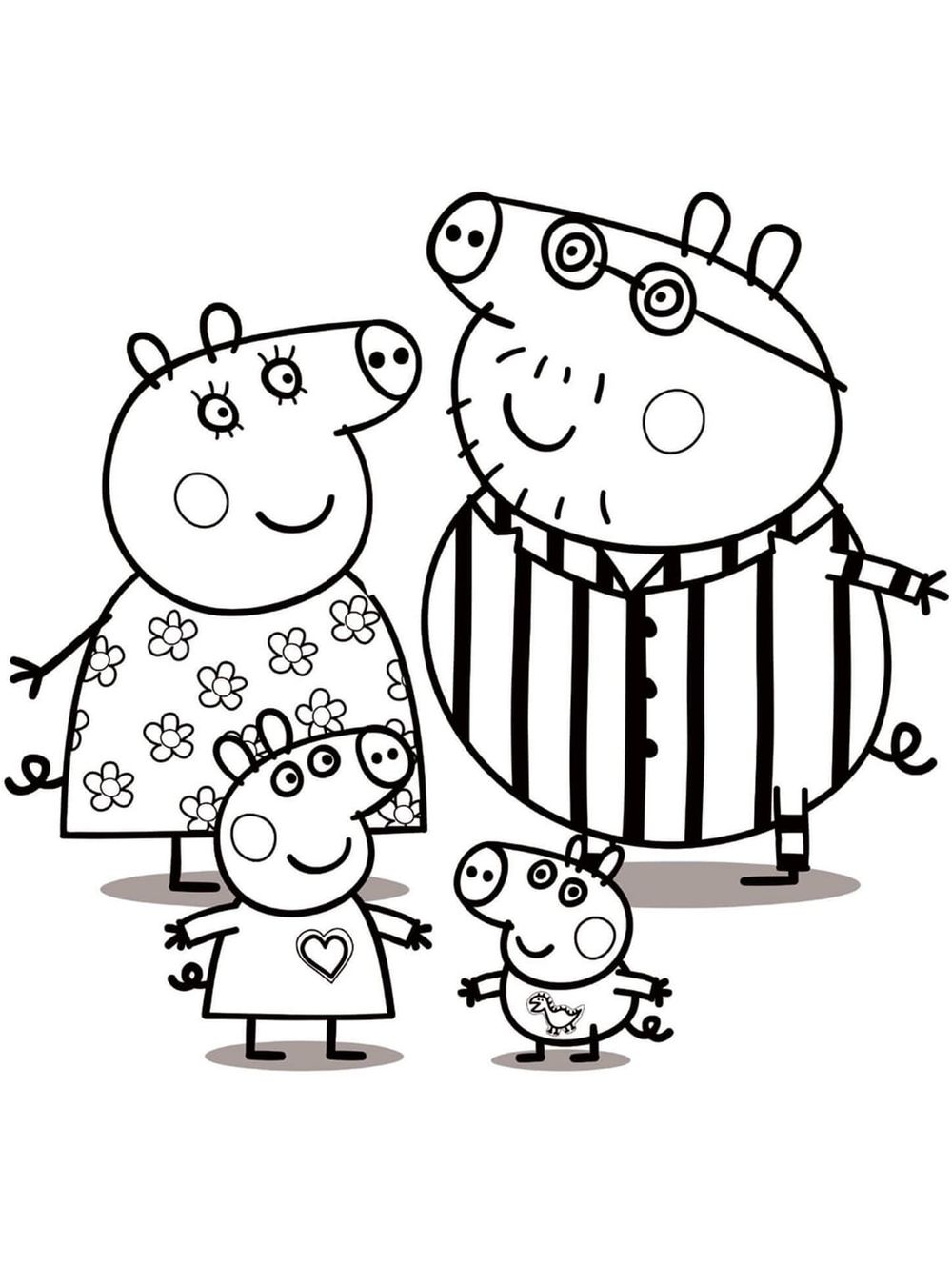 kleurplaat peppa pig familie