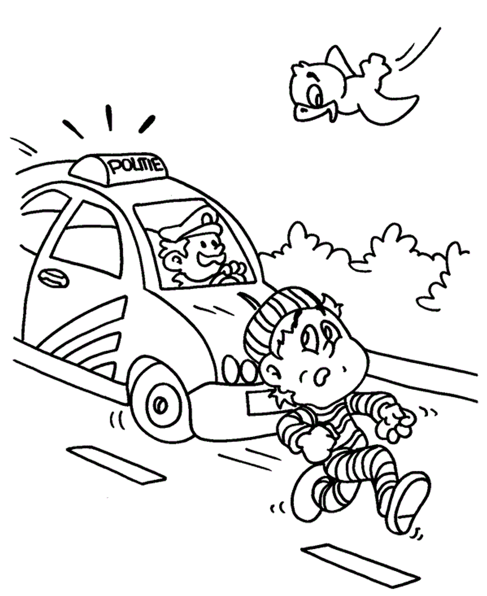 kleurplaat boef politie