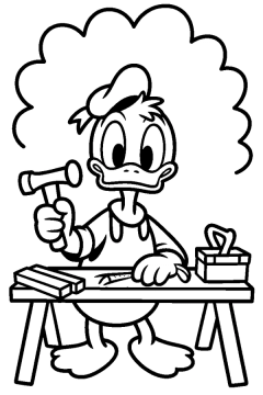 donald duck timmerman kleurplaat om gratis te printen