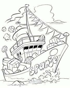 kleurplaat sinterklaas stoomboot pakjes