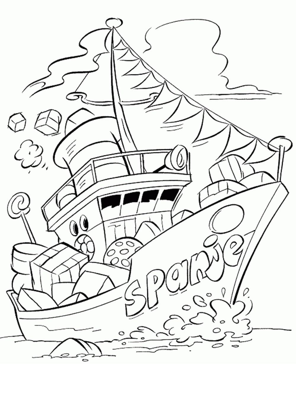 kleurplaat sinterklaas stoomboot pakjes