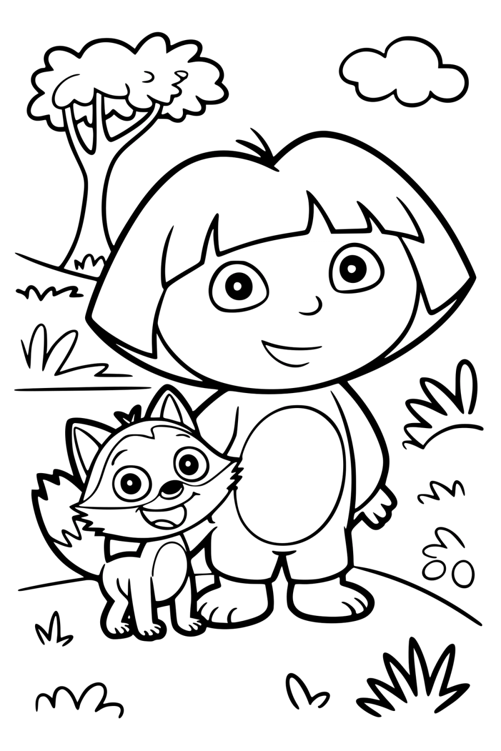 dora en swiper kleurplaat om gratis te printen