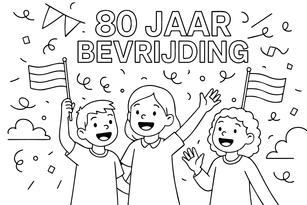 80 jaar bevrijding kleurplaat