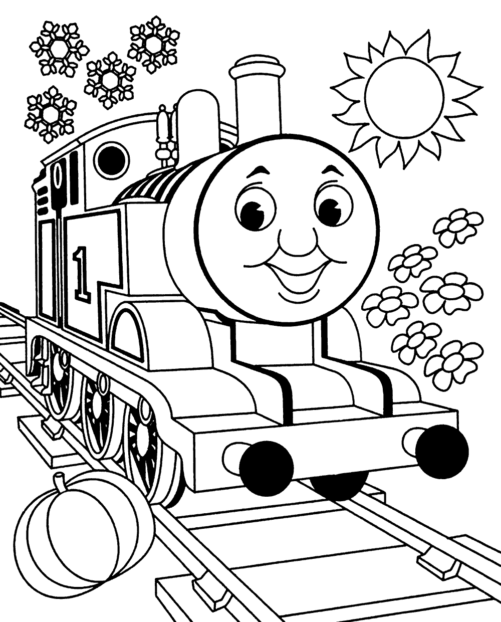 thomas de stoomlocomotief kleurplaat