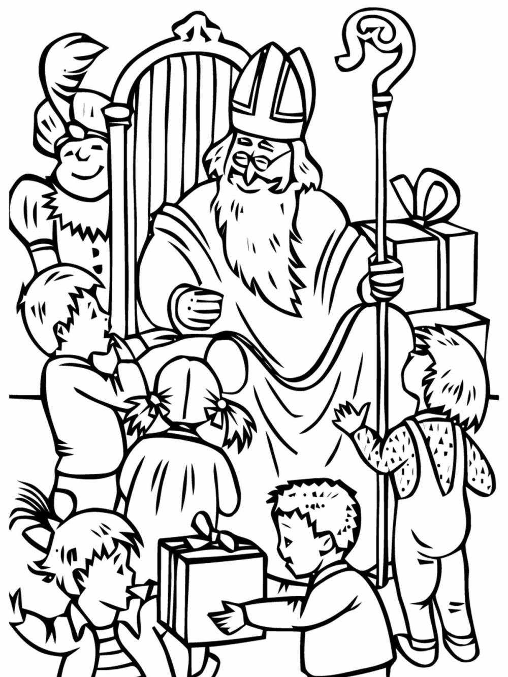 kleurplaat sinterklaas kinderen