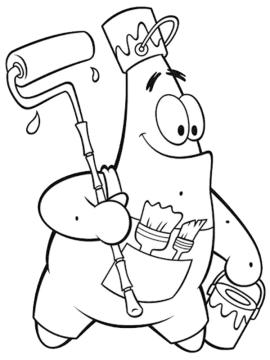 kleurplaat patrick aan het verven
