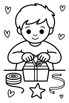 cadeau inpakken kleurplaat om gratis te printen