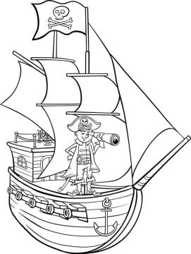 piraten schip kleurplaat