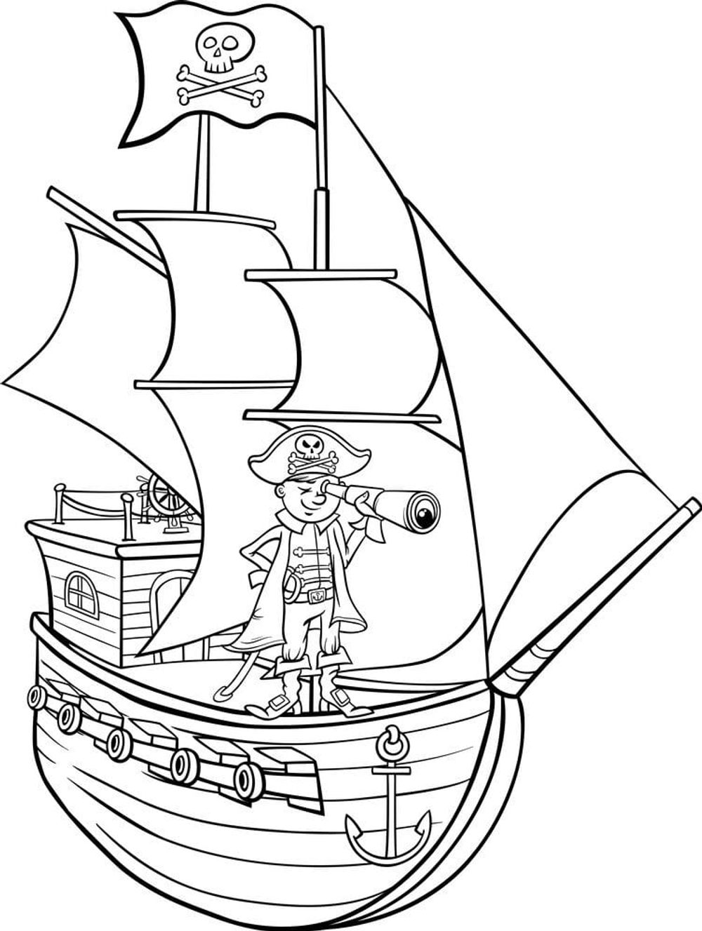 piraten schip kleurplaat