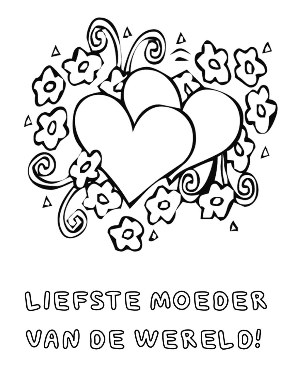moederdag kleurplaat liefste moeder van de wereld